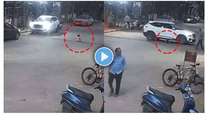 चिमुकल्याच्या अंगावरुन गेली कार, डोक टायरखाली आलं अन्…, viral VIDEO पाहून उडेल थरकाप